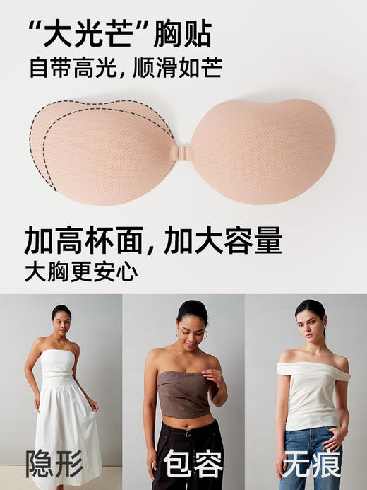遐【大光芒】大码胸贴聚拢上托包容防下垂大胸显小隐形内衣女夏 商品图1