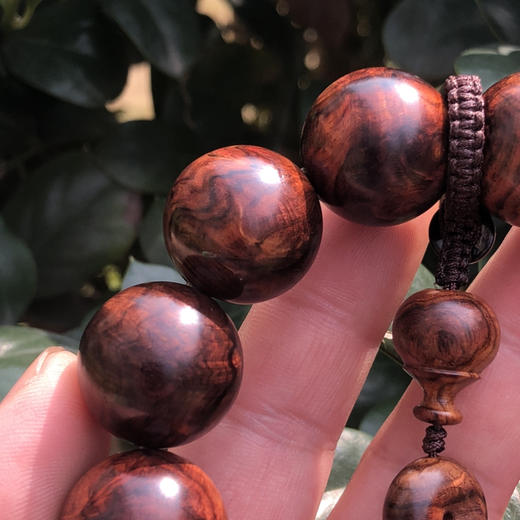 【青山特惠】2.0*12颗沉水级海南黄花梨紫油梨 满褶皱水波老料文玩手串h180 商品图1