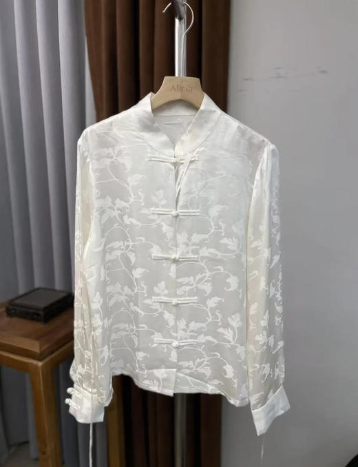 新中式风立领重工提花真丝缎面 商品图0