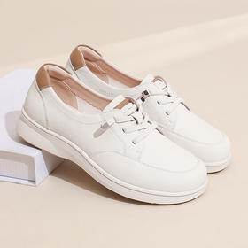 信诺2026年春秋新款平底休闲鞋软底舒适妈妈鞋百搭时尚真皮女鞋6C5096-9T