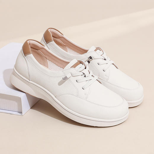 信诺2026年春秋新款平底休闲鞋软底舒适妈妈鞋百搭时尚真皮女鞋6C5096-9T 商品图0