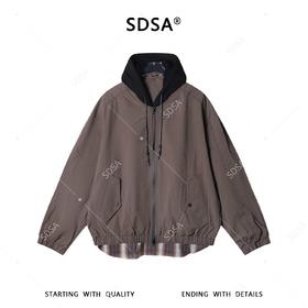 SDSA男装2026新款高贵轻奢复古拼接下摆假两件连帽夹克百搭时尚