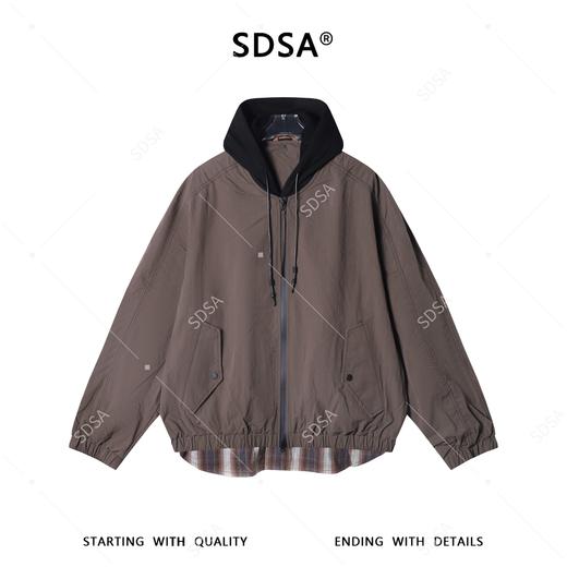 SDSA男装2026新款高贵轻奢复古拼接下摆假两件连帽夹克百搭时尚 商品图0