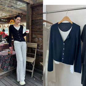 【纸片人】噢蜜ooomeooo假两件精纺毛衣开衫