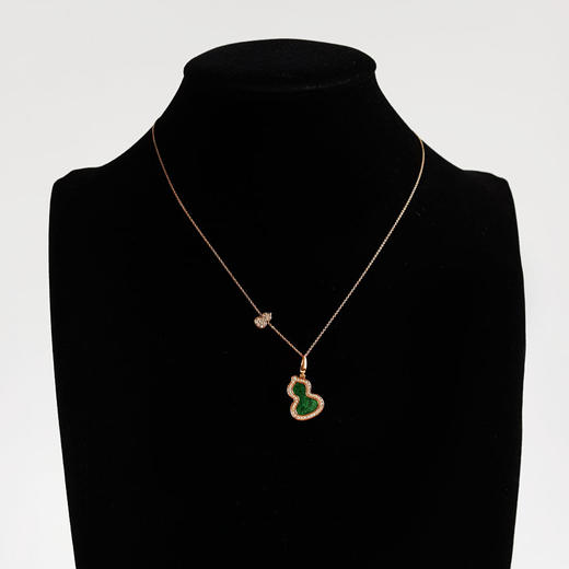 【95新】Qeelin麒麟Wulu系列中号玫瑰金镶钻翡翠葫芦项链 链长约41cm女士060326AK07 商品图6