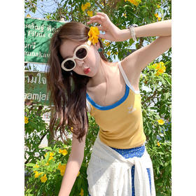 <曾小咸推荐>甜辣妹撞色修身吊带背心女夏【预售款，预计3-15天！！】