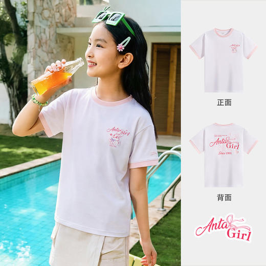 小鹿斑比IP安踏儿童短袖女童上衣2026新款可爱卡通夏季上衣362628107 商品图4