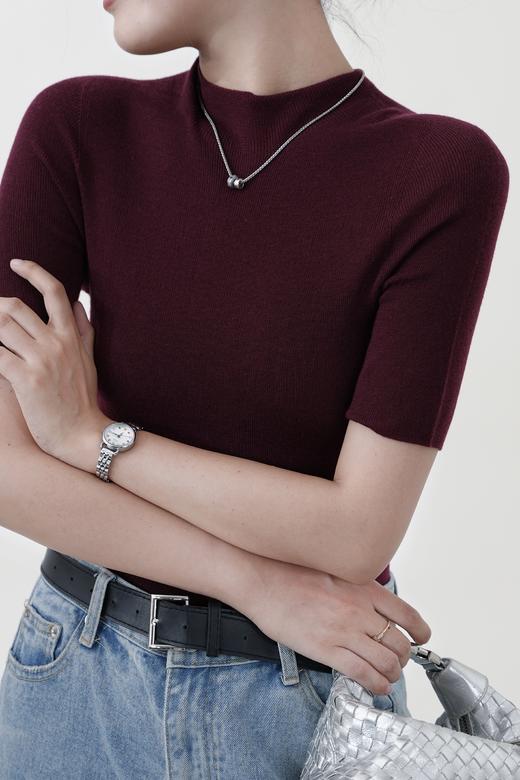 精纺羊毛半高领五分袖打底衫 纤维细腻 贴身不扎   经典版型 半高领+半袖设计JZ2616 商品图2