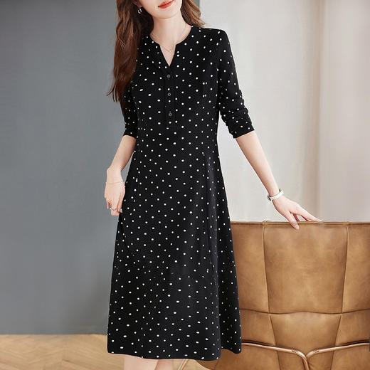 早春波点长袖连衣裙女春装2026新款洋气大码V领女士裙子高级感 商品图3