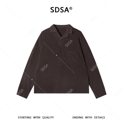 SDSA男装2026新款高贵轻奢松弛感纯色翻领长袖T恤百搭简约上衣 商品图0