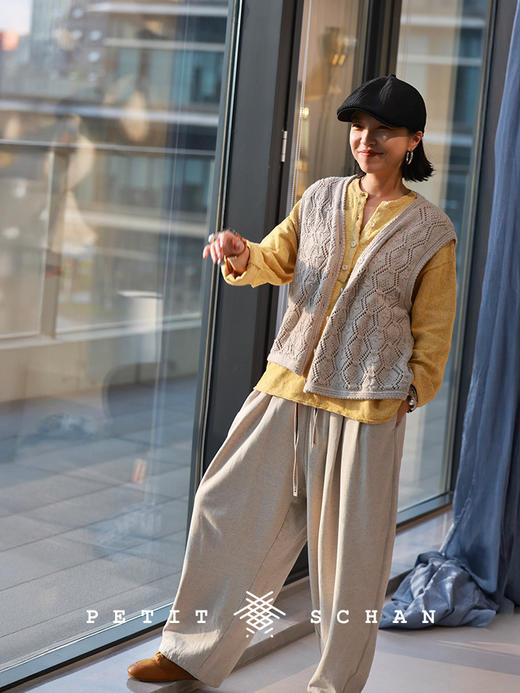 Petit Schan小闪 CLO#1067 Welcoming Spring 迎春 亚麻棉亨利领花纱长袖套头衫 商品图4