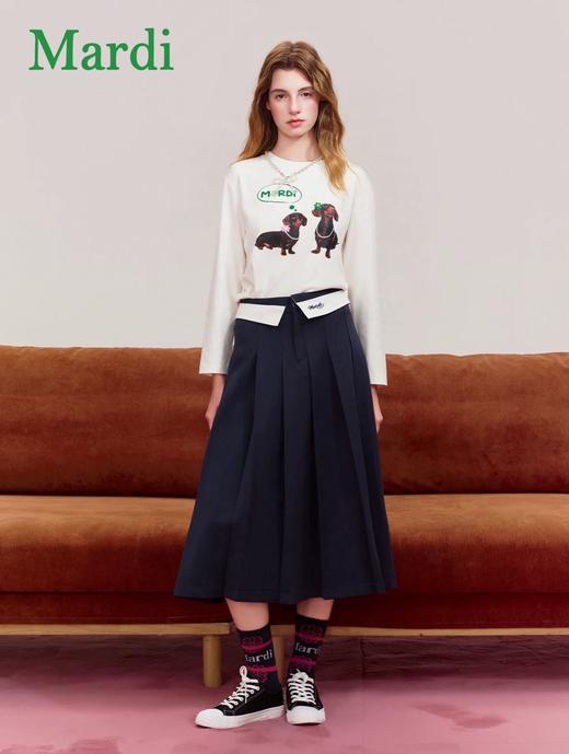 2026早春长袖打底衫腊肠小狗印花上衣薄款T恤女圆领雏菊卫衣棉 商品图1