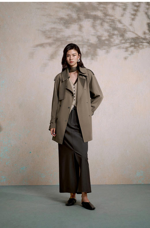 【高品质私服】【ZZ经典棕色英伦休闲风衣】面料柔韧垂感斜纹，触感如丝缎般柔滑G1529-CC【无标出货 介意慎拍】 商品图3