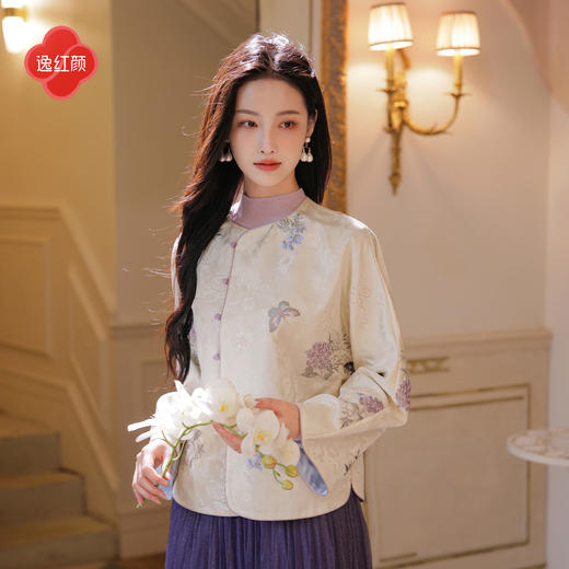 逸红颜《月袅》双面穿2026迎新春新品绣球花刺绣国风新中式外套女 商品图1