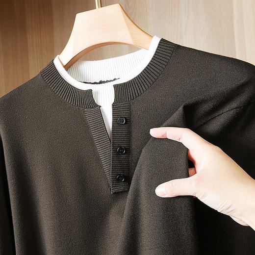 【DDS】大依优型大码男装春季假两件软糯打底衫休闲商务圆领针织衫320斤 商品图4