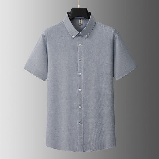 【DG】【亚麻棉】大依优型大码男装夏季细格短袖衬衫商务休闲衬衣男士 商品图2