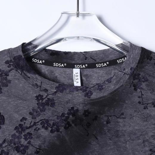 SDSA男装2026新款高贵轻奢时尚扎染植绒花卉圆领长袖T恤百搭上衣 商品图1