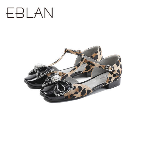 伊伴2026夏季法式撞色拼接蝴蝶结T字带显瘦凉鞋B26266631 商品图4