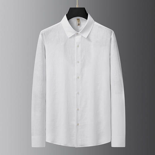 【DG】大依优型大码男装春季长袖翻领衬衫亚麻商务休闲舒适上衣T恤 商品图2