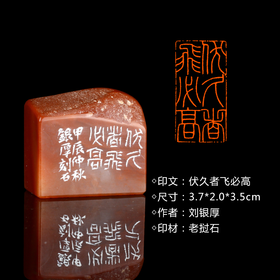 闲章孤品26005:刘银厚篆刻"伏久者飞必高"闲章老挝石 练字落款 送礼佳品