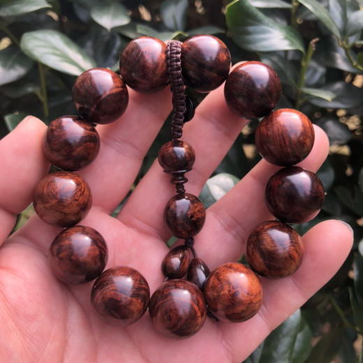 【青山特惠】1.8*13颗沉水级海南黄花梨紫油梨满褶皱水波戴瘤疤老料文玩手串h155 商品图5