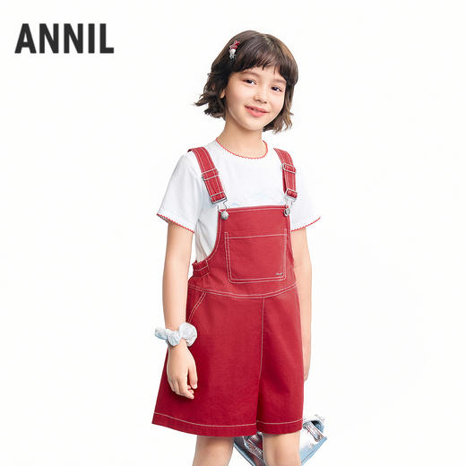 【实体店同款】女童梭织背带裤夏季新款安奈儿童装AG626222 商品图0