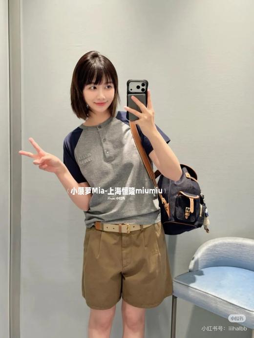 谬系早春 26ss 早春撞色拼肩开衫短袖 商品图2