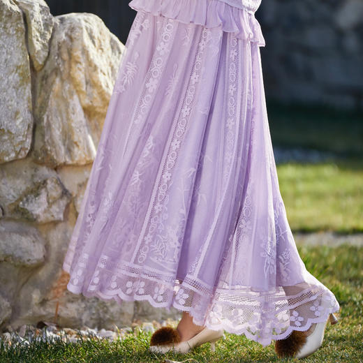 【林栖设计小店】风传花意|蕾丝提花优雅大摆2026春新款太阳半身裙1962026 商品图3