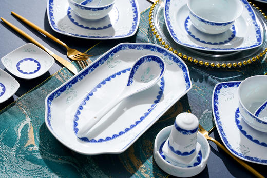 富玉陶瓷 青花玲珑瓷 龙腾盛世餐具 商品图2