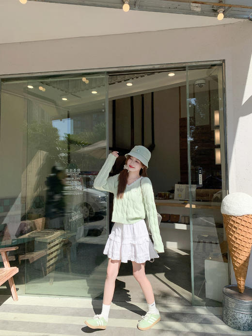 <曾小咸推荐>3.12现货秒杀 ！微信超特价！韩系蕾丝V领针织衫 日常199.99 立减110 秒杀89.99！！ 商品图12