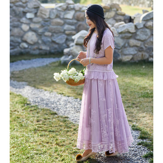 【林栖设计小店】风传花意|蕾丝提花优雅大摆2026春新款太阳半身裙1962026 商品图4