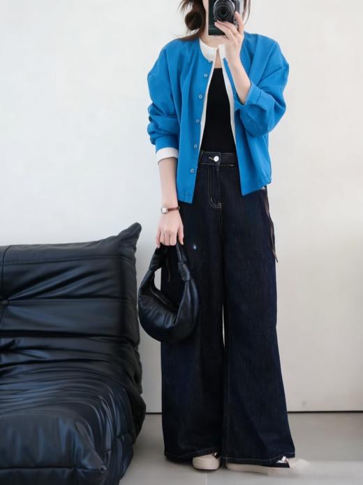 克莱因蓝纯棉假两件拼接衬衫 商品图9