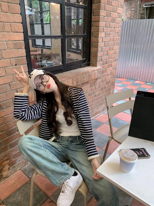 <曾小咸推荐>条纹针织毛衣开衫外套女 商品图5