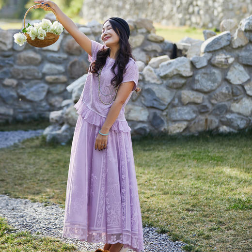 【林栖设计小店】风传花意|蕾丝提花优雅大摆2026春新款太阳半身裙1962026 商品图1