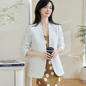 米思阳2026春季新款简约大气粉色西装百搭宽松长袖弹力外套女0816