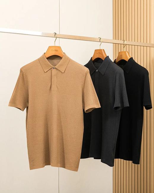 英伦绅士夏季男士新款桑蚕丝针织POLO衫 商品图1