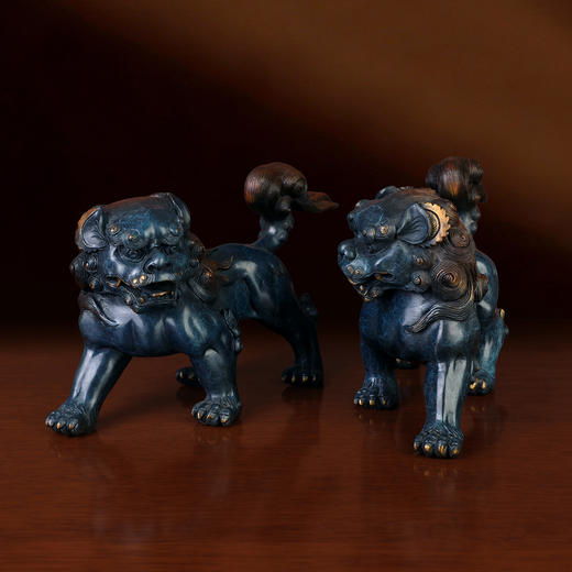 威武对狮居家吉祥物纯铜摆件 商品图2