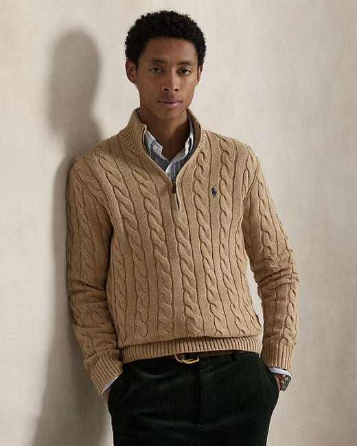 【秒杀价已调 直接拍】原单 Polo Ralph Lauren 男士半拉链绞花针织毛衣 美式复古的温暖质感 商品图1