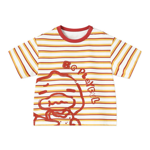 [冰感速干]bduck小黄鸭童装男童T恤短袖宝宝速干衣条纹儿童夏装薄90-140 BF2701003 商品图3