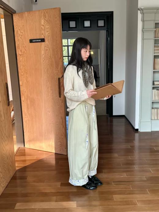 nothe Case布然/NC261817/「青瓜铃兰」翻边拼色抗皱微弯刀阔腿裤 商品图2