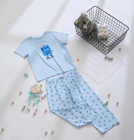 【奇趣怪兽莫代尔】舒雅童装男童短袖七分裤家居套装 95%莫代尔5%氨纶 3B/26377H 商品图4