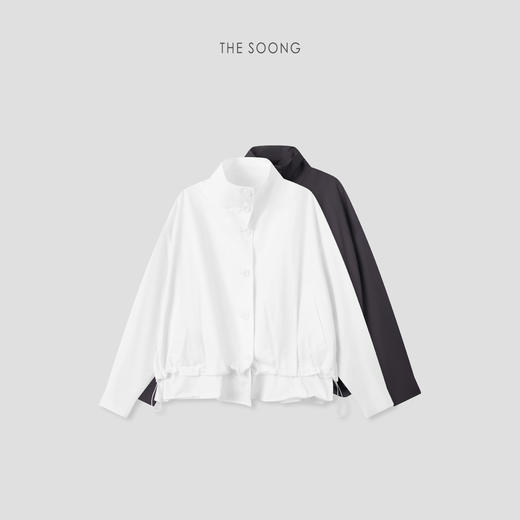 THESOONG"轻量时髦"极简机能风利落松弛感立领外套HWWT8645 商品图0