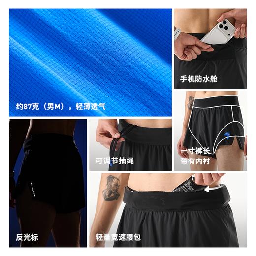 新品内道腰包1寸竞速短裤4.0男士马拉松步运动高开叉透气速干短裤 商品图2