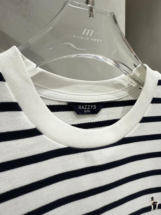 点此购买 哈吉斯春秋季女士宽松撞色条纹打底内搭纯棉长袖T恤 ss 341790 商品图9