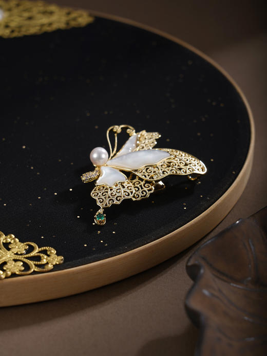 子佩集【蝶舞福临】珍珠惜王妃胸针【XXXZ275】镀金蝴蝶2602 商品图3