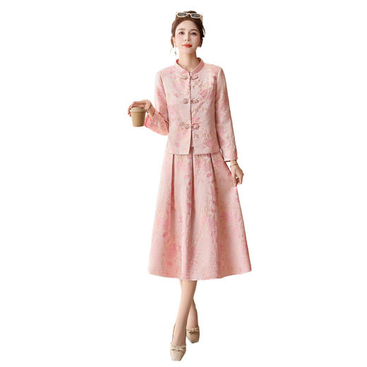 春季新款新中式设计感显瘦外套百褶裙两件套裙LDB2608 商品图4