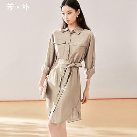 剩S/M/L/XL 芳外新款时尚通勤衬衫裙设计感小个子连衣裙女8T23CL0867