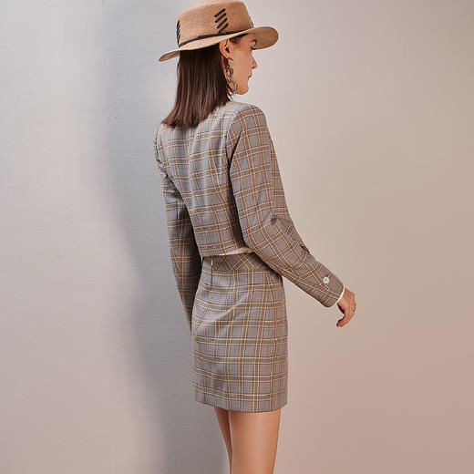 剩S/M/L 芳外春季新款小个子时尚套装气质格子短裙短西服两件套女0332 商品图4
