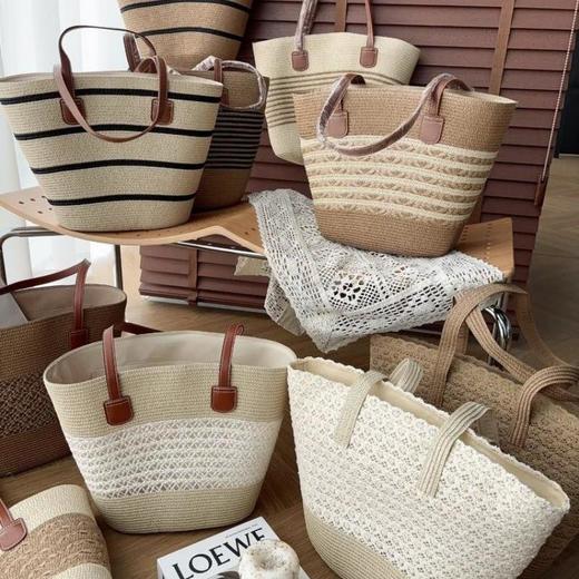 【夏风撞进草编里！49元带走超大容量草编包包】不同花纹 天然纸草材质 软韧有筋骨 商品图6