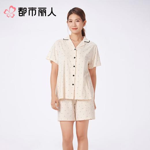 都市丽人睡衣女士睡衣薄家居服32支纯棉单面睡衣女士棉质短袖套装女装短袖短裤LHC1A8 商品图2